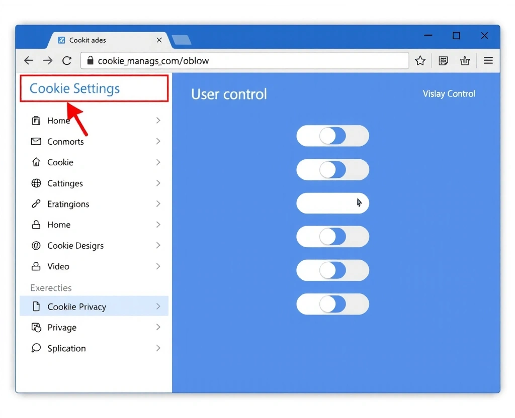Cookie management settings illustration showing user control options